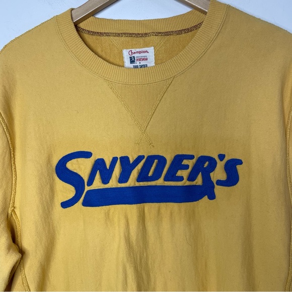 Champion + Todd Snyder Mens XL Yellow Ringer Spellout Chain Stitch Sweatshirt - Picture 2 of 11
